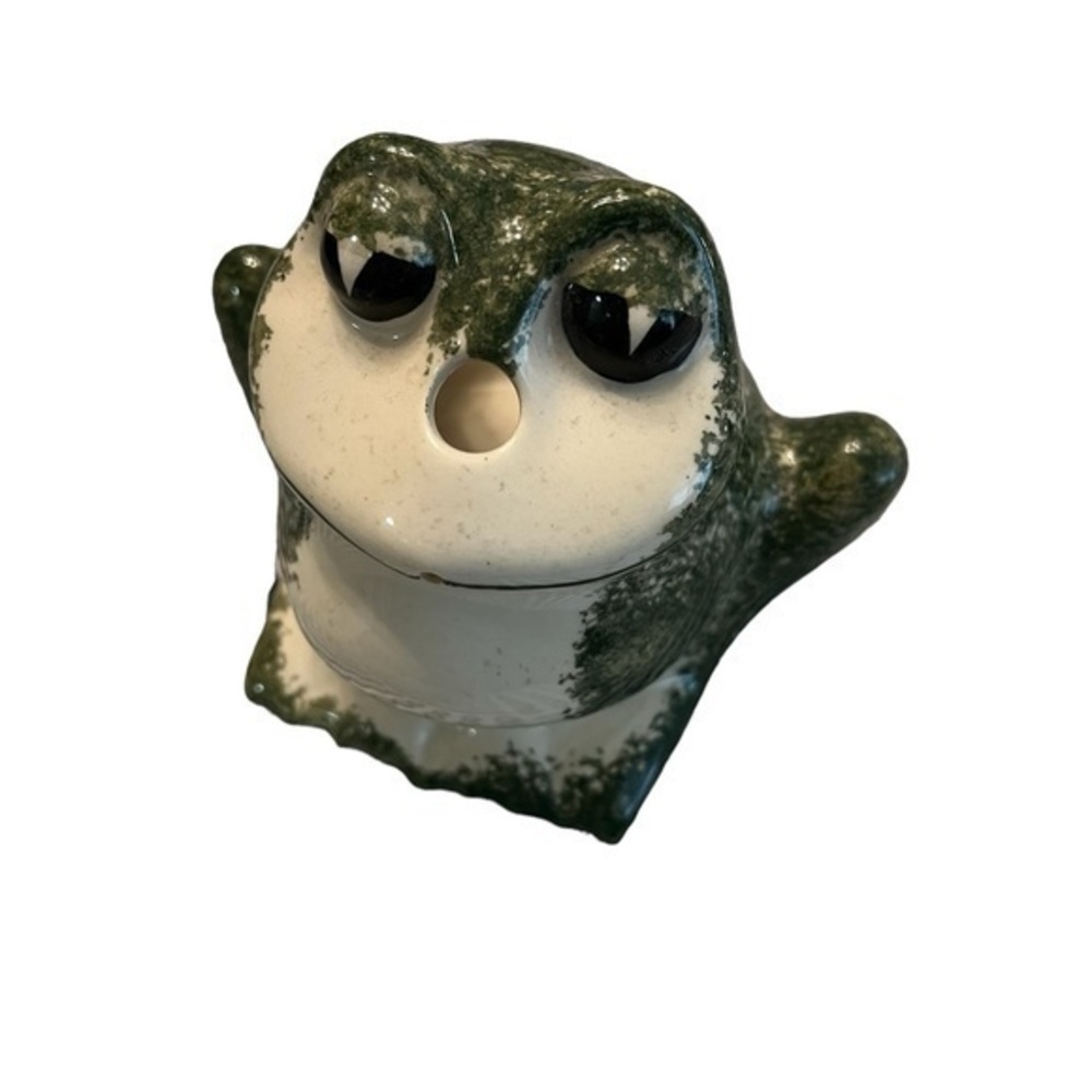 Babbacombe Pottery Vintage Ceramic Frog String Yarn Twine & Scissors Holder
